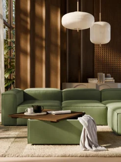 Westwing Collection Reposapiés puf de pana con espacio de almacenamiento Lennon