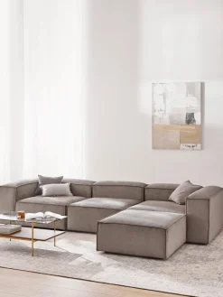 Westwing Collection Reposapiés puf de pana Lennon^ Reposapiés|Sofás