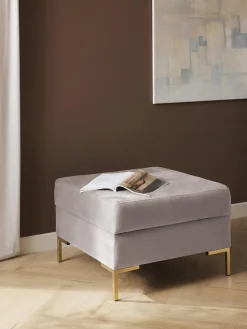 Westwing Collection Reposapiés puf de terciopelo con espacio de almacenamiento Luna^ Reposapiés|Sofás