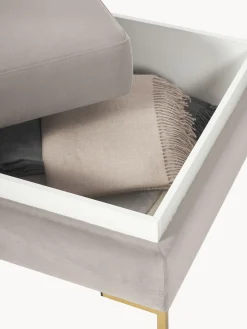 Westwing Collection Reposapiés puf de terciopelo con espacio de almacenamiento Luna^ Reposapiés|Sofás