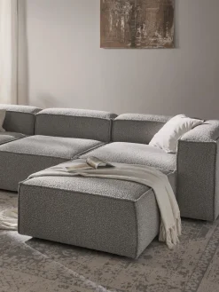 Westwing Collection Reposapiés puf en tejido bouclé Lennon