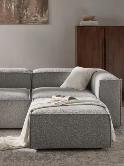 Westwing Collection Reposapiés puf en tejido bouclé Lennon