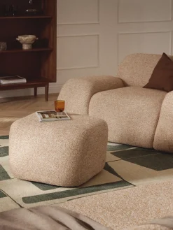 Westwing Collection Reposapiés puf en tejido bouclé Wolke^ Reposapiés|Sofás