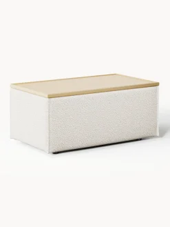 Westwing Collection Reposapiés puf en tejido bouclé con espacio de almacenamiento Lennon