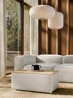 Westwing Collection Reposapiés puf en tejido bouclé con espacio de almacenamiento Lennon