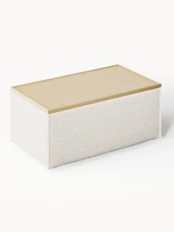 Westwing Collection Reposapiés puf en tejido bouclé con espacio de almacenamiento Lennon