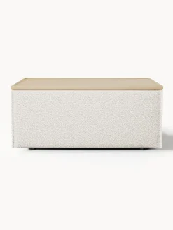 Westwing Collection Reposapiés puf en tejido bouclé con espacio de almacenamiento Lennon