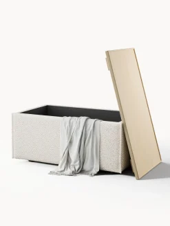 Westwing Collection Reposapiés puf en tejido bouclé con espacio de almacenamiento Lennon