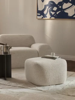 Westwing Collection Reposapiés puf en tejido bouclé Wolke