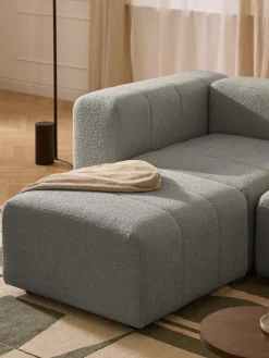 Westwing Collection Reposapiés puf en tejido bouclé Lena