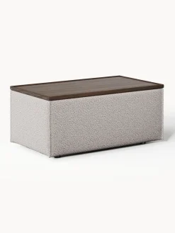 Westwing Collection Reposapiés puf en tejido bouclé con espacio de almacenamiento Lennon