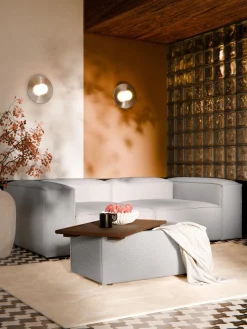 Westwing Collection Reposapiés puf en tejido bouclé con espacio de almacenamiento Lennon