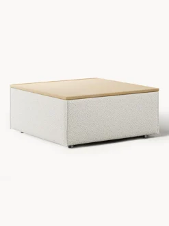 Westwing Collection Reposapiés puf en tejido bouclé con espacio de almacenamiento Lennon