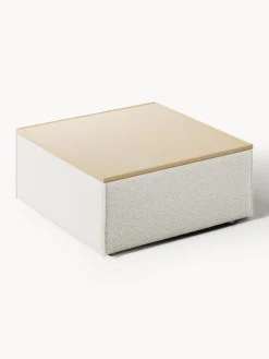 Westwing Collection Reposapiés puf en tejido bouclé con espacio de almacenamiento Lennon