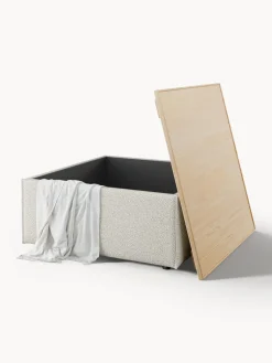 Westwing Collection Reposapiés puf en tejido bouclé con espacio de almacenamiento Lennon