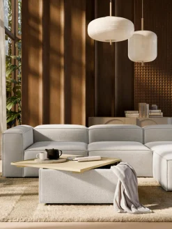 Westwing Collection Reposapiés puf en tejido bouclé con espacio de almacenamiento Lennon