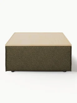 Westwing Collection Reposapiés puf en tejido bouclé con espacio de almacenamiento Lennon