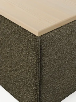 Westwing Collection Reposapiés puf en tejido bouclé con espacio de almacenamiento Lennon