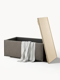 Westwing Collection Reposapiés puf en tejido bouclé con espacio de almacenamiento Lennon