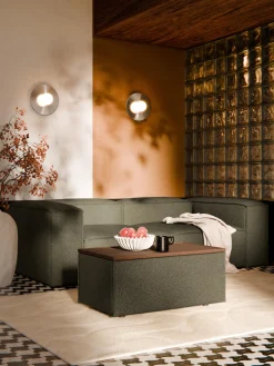 Westwing Collection Reposapiés puf en tejido bouclé con espacio de almacenamiento Lennon