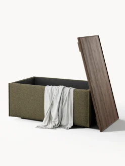 Westwing Collection Reposapiés puf en tejido bouclé con espacio de almacenamiento Lennon