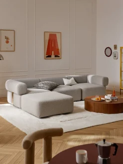 Westwing Collection Reposapiés puf en tejido bouclé Anton^ Sofás