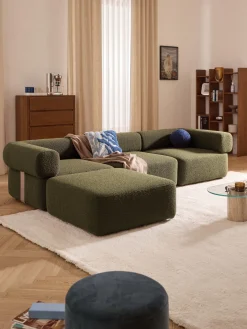 Westwing Collection Reposapiés puf en tejido bouclé Anton