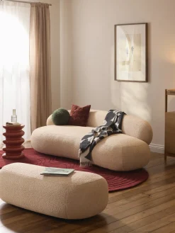 Westwing Collection Reposapiés puf grande en tejido bouclé Alba^ Reposapiés|Sofás