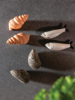 &k Amsterdam Salero y pimentero artesanales de dolomita Mussel, 2 uds.