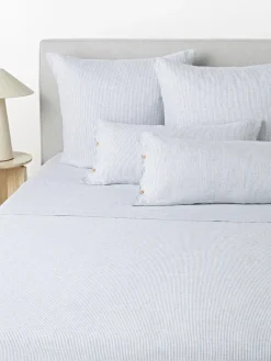 Westwing Collection Sábana encimera de lino lavado con rayas finas Rinna^ Sábanas|Fundas Nórdicas