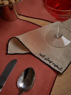 Westwing Collection Servilletas de cóctel de lino con bordado Cosmo, 4 uds.^ Servilletas|Servilletas Y Servilleteros