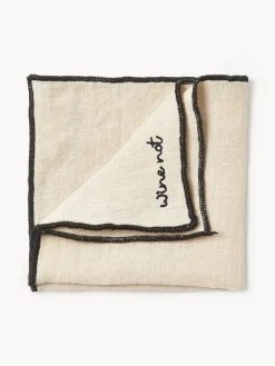 Westwing Collection Servilletas de cóctel de lino con bordado Cosmo, 4 uds.^ Servilletas|Servilletas Y Servilleteros