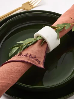 Westwing Collection Servilletas de lino con bordado Cosmo, 4 uds.^ Servilletas|Servilletas Y Servilleteros