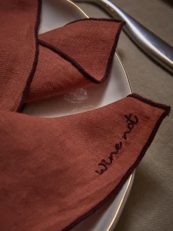 Westwing Collection Servilletas de lino con bordado Cosmo, 4 uds.^ Servilletas|Servilletas Y Servilleteros