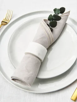 Westwing Collection Servilletas de lino con ribete Kennedy, 4 uds.