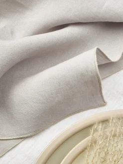 Westwing Collection Servilletas de lino con ribete Kennedy, 4 uds.