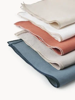 Westwing Collection Servilletas de lino con ribete Kennedy, 4 uds.