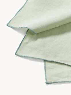 Westwing Collection Servilletas de lino con ribete Kennedy, 4 uds.