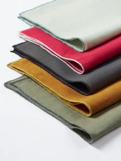 Westwing Collection Servilletas de lino con ribete Kennedy, 4 uds.