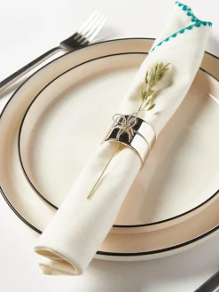 &k Amsterdam Servilletas de tela artesanales Zigzag, 4 uds.