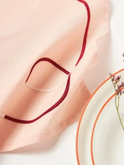 Westwing Collection Servilletas de tela con bordado abstracto Sue, 4 uds.