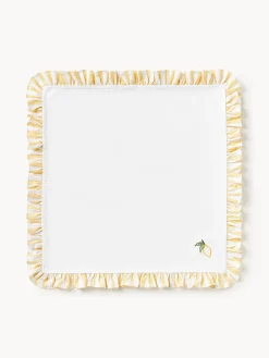 Westwing Collection Servilletas de tela con motivos bordados y volantes Melony, 4 uds.