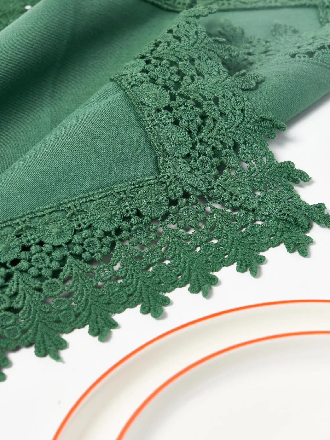 Westwing Collection Servilletas de tela con ribete de encaje Flavia, 4 uds.^ Servilletas|Servilletas Y Servilleteros