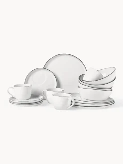 Broste Copenhagen Set de desayuno artesanal de porcelana Salt, 4 comensales (16 pzas.)
