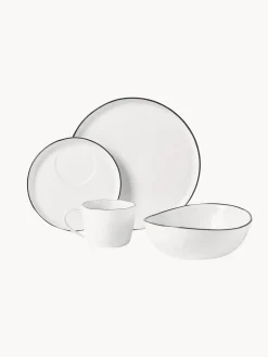 Broste Copenhagen Set de desayuno artesanal de porcelana Salt, 4 comensales (16 pzas.)