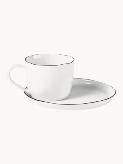 Broste Copenhagen Set de desayuno artesanal de porcelana Salt, 4 comensales (16 pzas.)