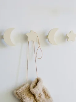 Niños Nofred Set de ganchos de pared de madera de haya Sky, 4 uds.