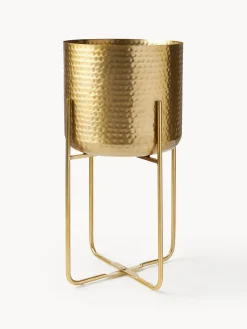 Westwing Collection Set de macetero de metal martillado Nives, 2 uds.^ Maceteros|Jarrones