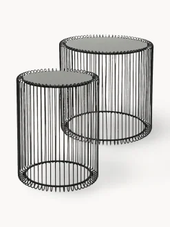 Kare Design Set de mesas auxiliares de metal Wire, 2 pzas., tablero de cristal