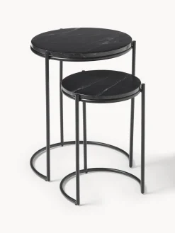 Westwing Collection Set de mesas auxiliares de mármol Ella, 2 pzas.^ Mesas Auxiliares